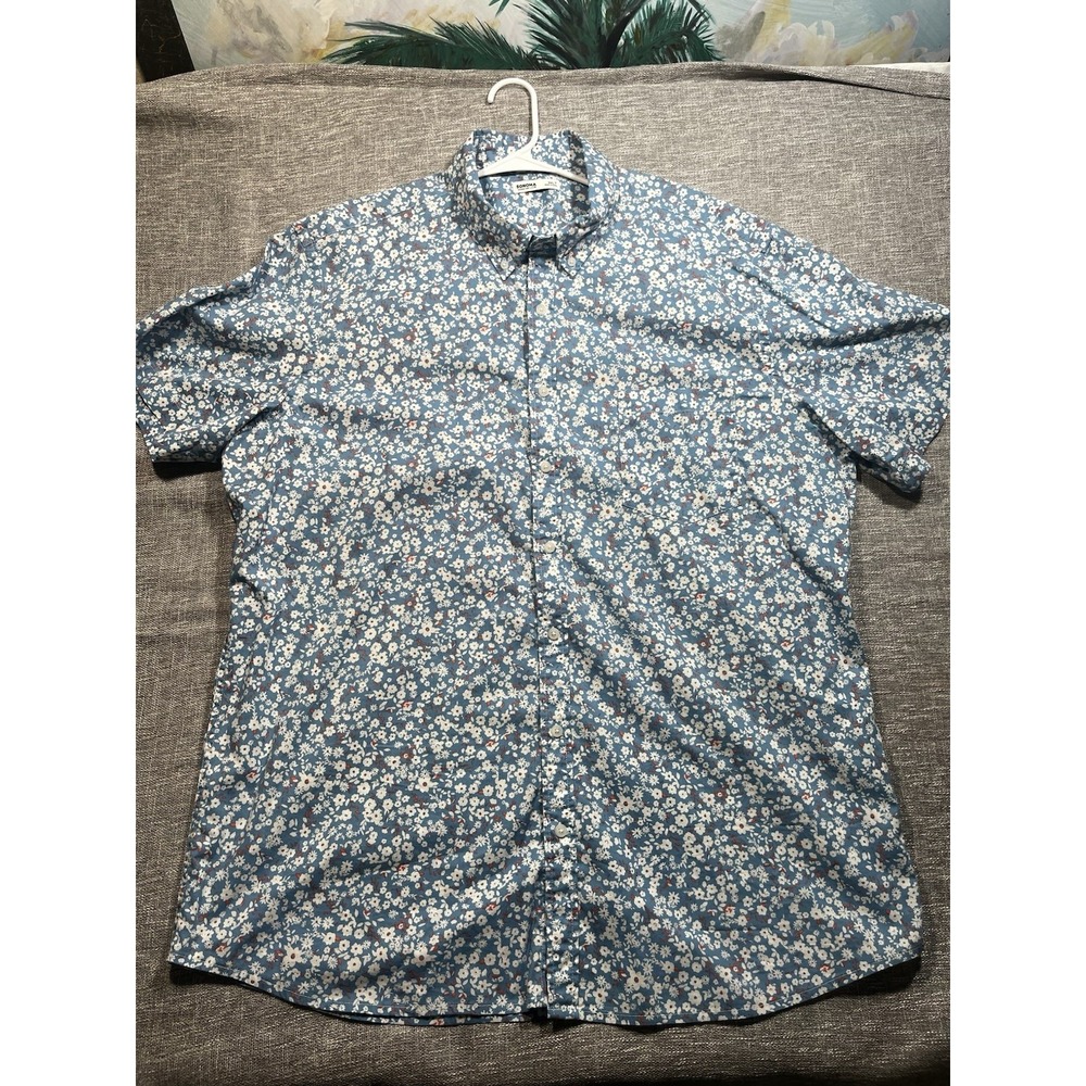 Sonoma Goods For Life Men's Woven Cotton Floral Short Sleeve Button-Up 3XLT
